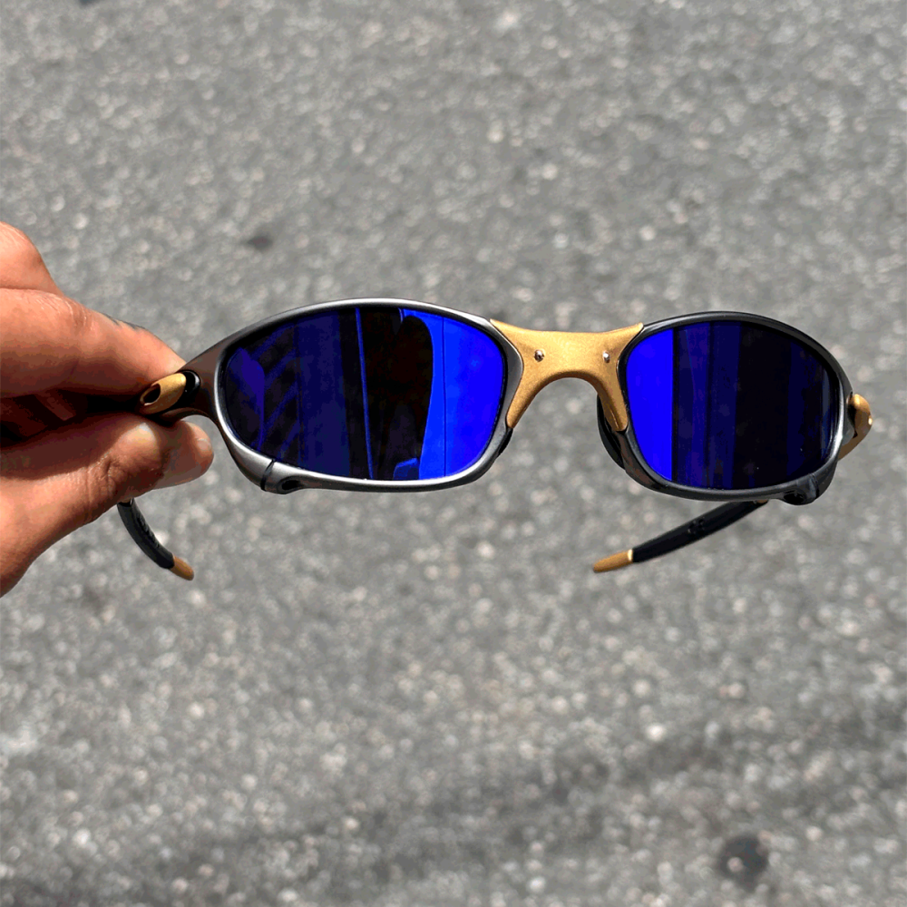 Óculos Juliet 24K Metal - Lente Azul
